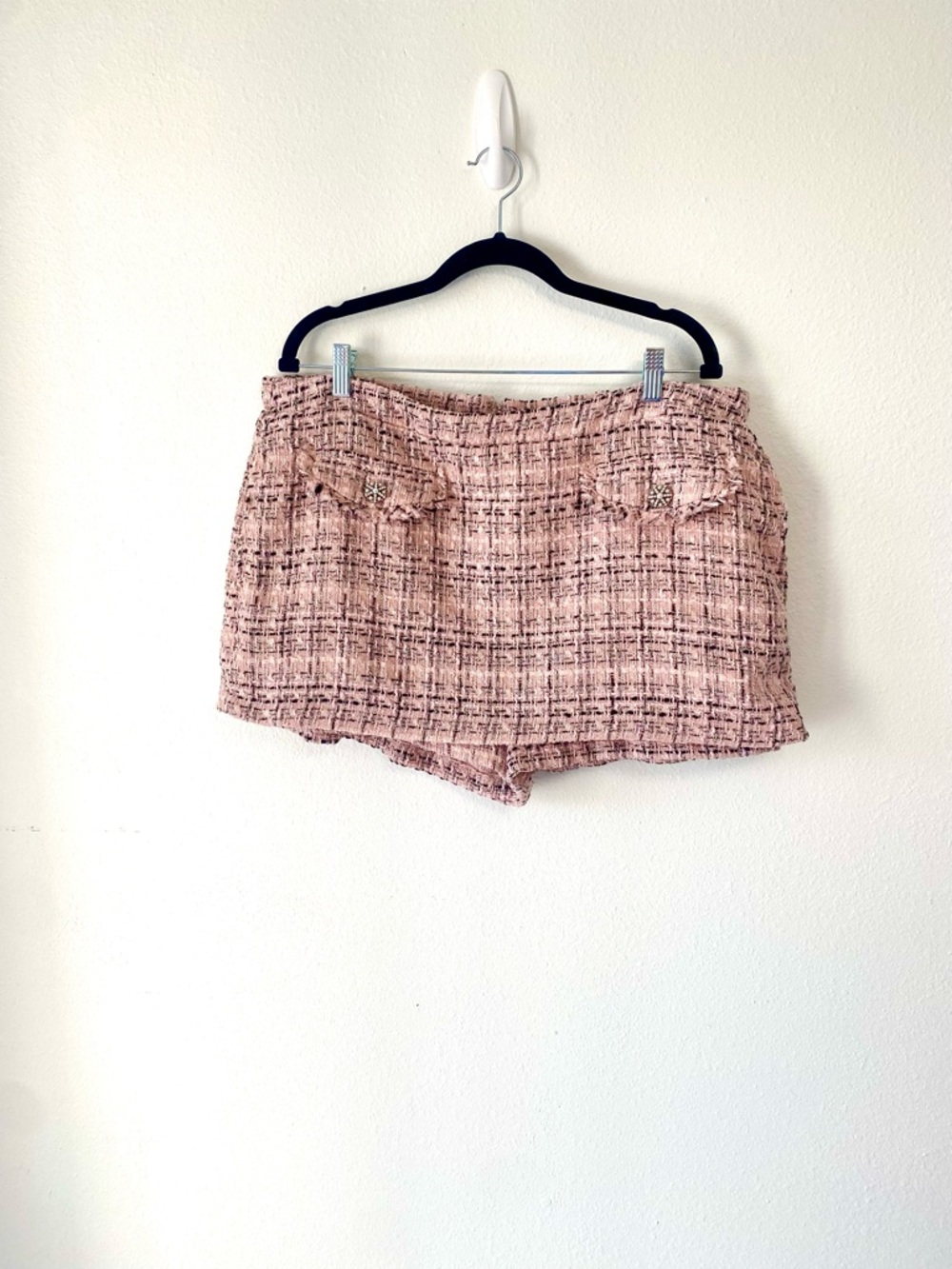 Textured Pink Tweed Women’s Skort With Pockets Size XL